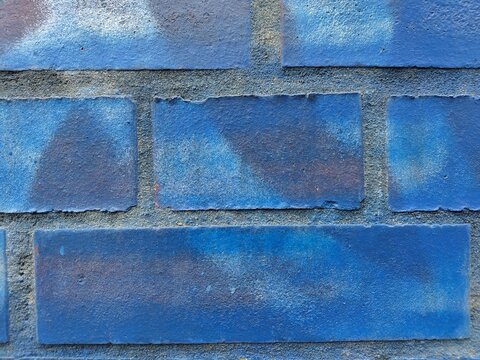 Weathered Blue Brick Wall Pattern &ndash; Berlin Urban Background