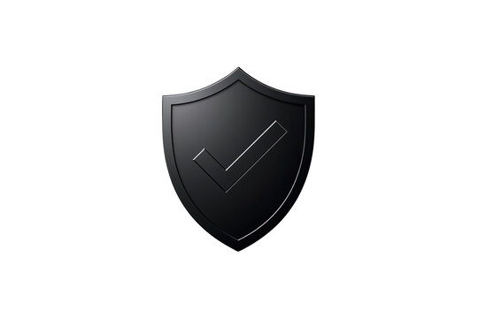 Black security shield marked with a subtle check symbol