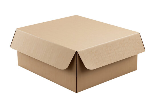 Open cardboard packing box with four raised flaps