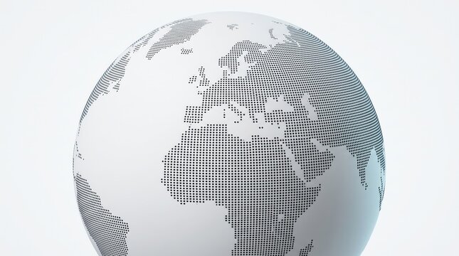 Artistic globe design featuring a world map with dotted pattern details