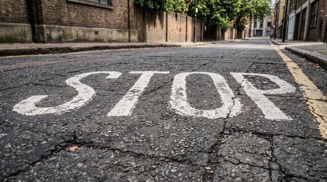 Detailed view of a street stop sign on a calm city roadway