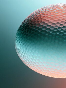 Close-up of a spherical object with a textured surface. the object appears to be made up of small, hexagonal cells that are arranged in a hexagonal pattern.