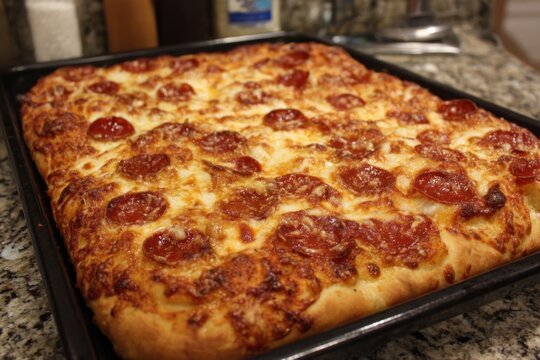 Freshly baked pepperoni pizza creating a delicious homemade meal
