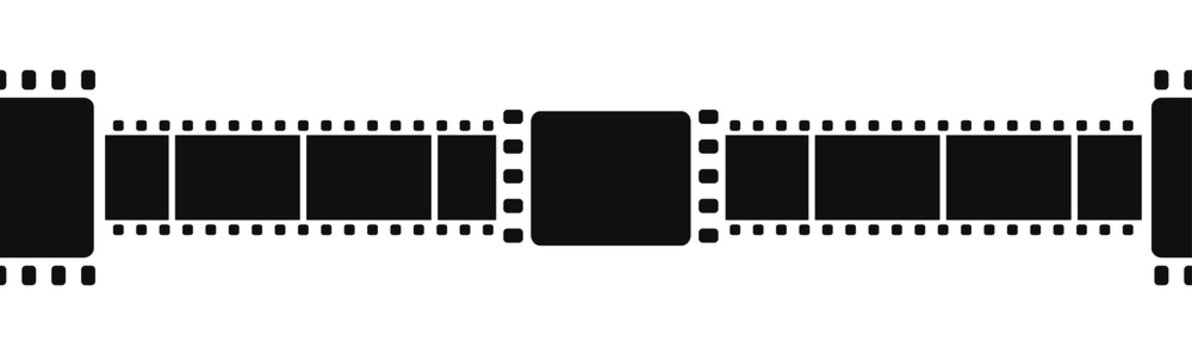 Seamless White Film Strip Border Background. Blank Movie Frame Pattern Divider. Cinema Timeline Photo Ribbon