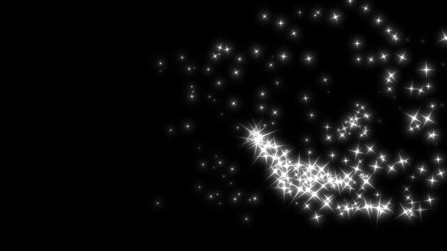 Glowing golden light sparks and particles flare, pixie star particles, magic trail sparkling glitter star dust, twinkling fairy shimmer and glowing, black screen sparkle line burst. 4k seamless loop