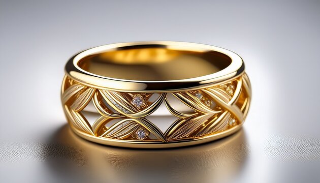 gold jewellery ring displayed on a pristine white background showcasing the intricate design and elegance of the gold jewellery ring for a striking visual appeal