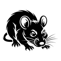 Obraz premium Detailed mouse silhouette showcases a stylized black and white design silhouette