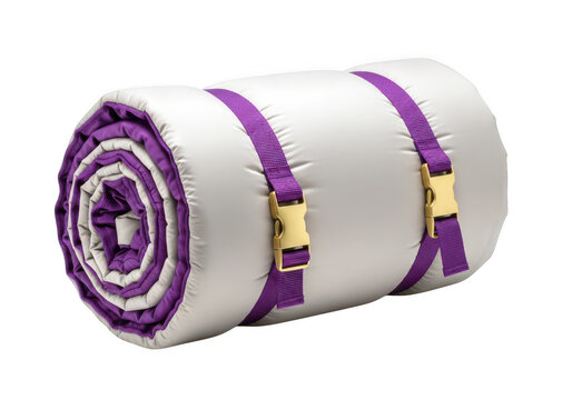 Compact sleeping roll mat with straps rolled up