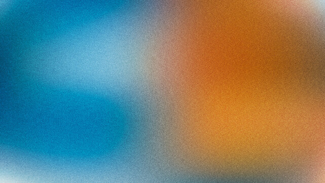 Grainy gradient background with blue and orange blur. Abstract noise texture wallpaper for modern web design. Soft lo-fi aesthetic color backdrop.