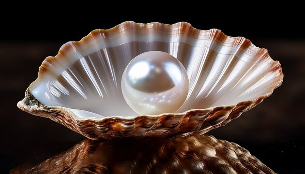 a lustrous pearl rests within a pristine oyster shell highlighting its natural beauty and iridescence