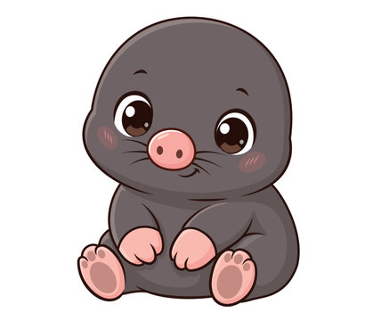 Cute Brown Mole Cartoon Character Illustration, Funny Underground Animal Vector Design