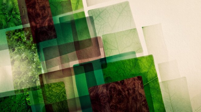 Abstract Green Geometric Background with Natural Textures