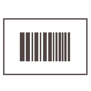 Barcode icon in a square frame. Hand drawn product code isolated on white background.