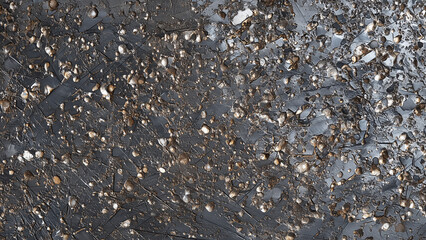 Meteorite iron surface close-up etched crystalline lattice with mineral flecks © Mockup Bureau
