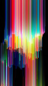 Slit Scan Glitch Background With Stretched Vertical Time Smear Bands in Neon Colors