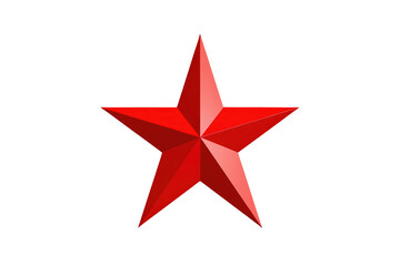 Fototapeta premium Geometric red five pointed star with faceted surface