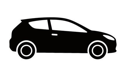 Fototapeta premium Vector illustration of black silhouette of a modern hatchback car on a transparent background