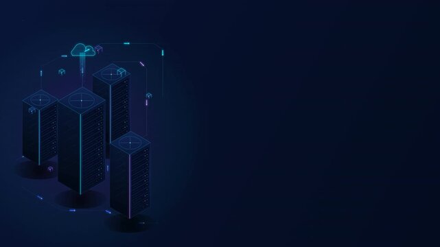 Cyber Cloud Futuristic Cyan Blue Network Matrix Data Nodes