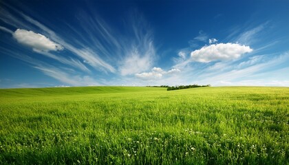 Obraz premium green meadow under blue sky