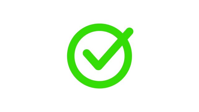 Check mark on transparent background with alpha channel. approved tick mark icon, Check mark icon animation, right mark icon. Tick mark icon animation. Right Check Mark Icon Animation.