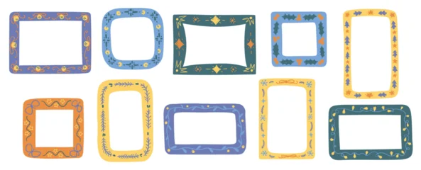 Fotobehang Bosdieren Frame Set Decorative Borders Cartoon  © Anna Syvak