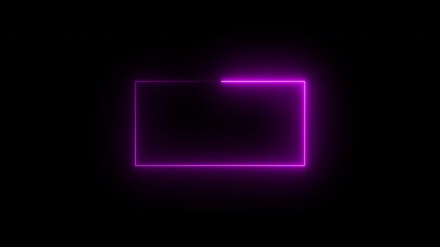 Futuristic neon glowing frame animation with rectangle border loop for video overlay and text display