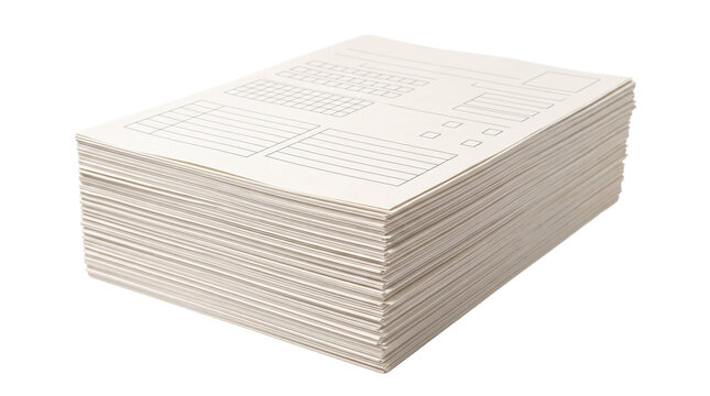 Stack of blank forms with grid lines and checkboxes on white background vector illustration