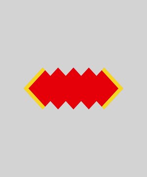 Red ribbon banner with yellow border
