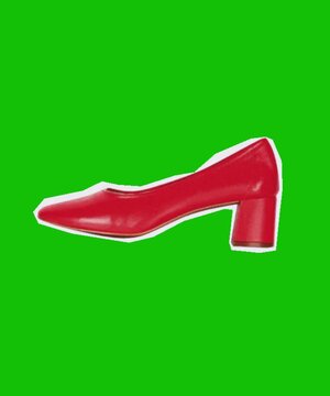 Red block heel pump shoe cutout style