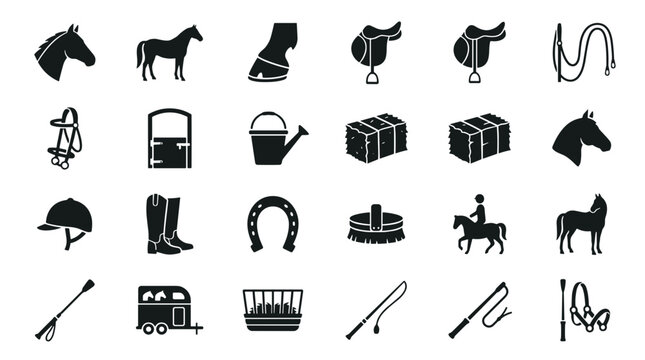 Collection of Horse Riding and Equestrian Icons and Symbols