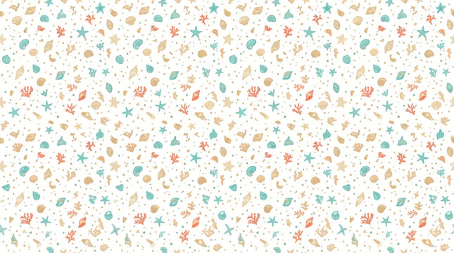 Seashells and Starfish Pattern, Beach Theme, Nautical Seamless Repeat