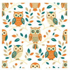 Obraz premium Stylized owls on branches pattern
