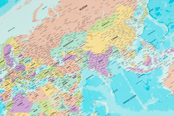 Naklejka premium modern political world map detailed view with the europa and asia continents