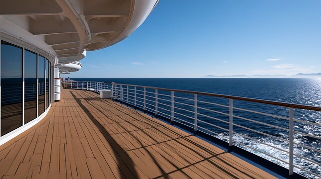 Empty Cruise Ship Deck / 誰もいないクルーズ船のデッキ