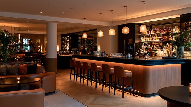 Empty Hotel Bar Lounge / 誰もいないホテルのバーラウンジ