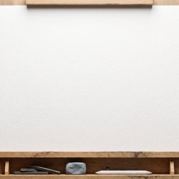 Blank textured drawing paper on easel with charcoal sticks