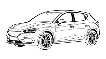 Fototapeta premium Modern Hatchback Car Outline