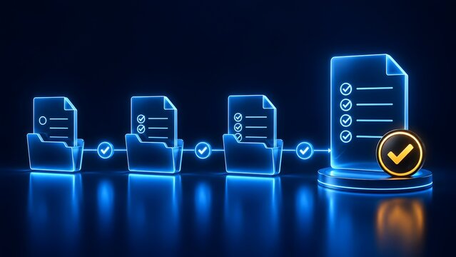 Digital workflow process with document folders and checklist