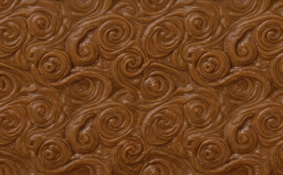brown caramel swirls pattern texture background for delicious food packaging and sweet dessert design concepts