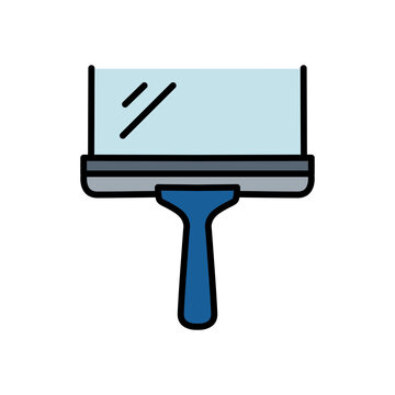 Window Squeegee Glass Cleaning Tool Line Vector Icon Illustration