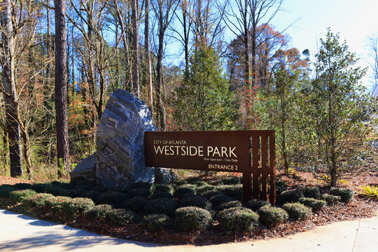 Westside Park Entrance 2 sign In Atlanta during fall