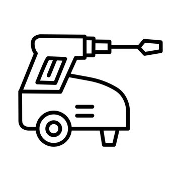 High Pressure Washer Machine Line Icon Vector Illustration