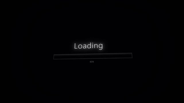 Glowing digital interface with animated loading bar, big data processing and binary code, concept for software development, modern web design and futuristic technology presentation