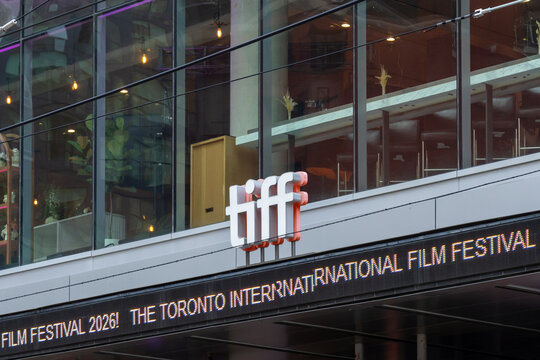 Toronto, Ontario, Canada - September 13, 2026: TIFF (Toronto International Film Festival) on  TIFF Bell Lightbox building in Toronto, Ontario, Canada. TIFF is a charitable cultural organization with a