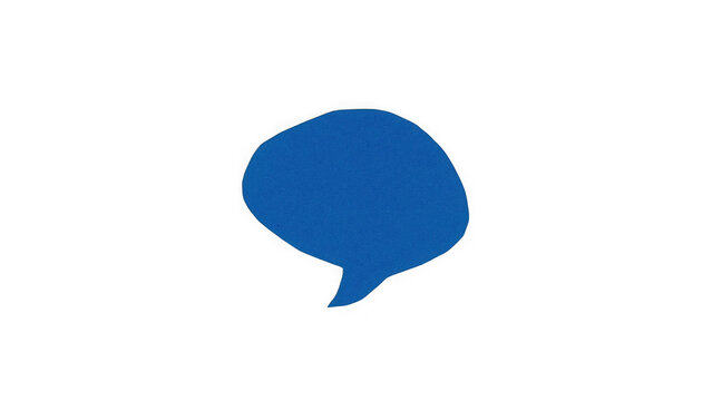 Simple blue speech bubble icon for communication and chat messaging apps isolated on transparent background