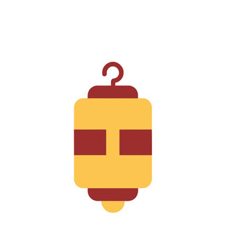 Yellow and red lantern isolated on transparent background
