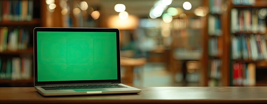 Laptop in a library