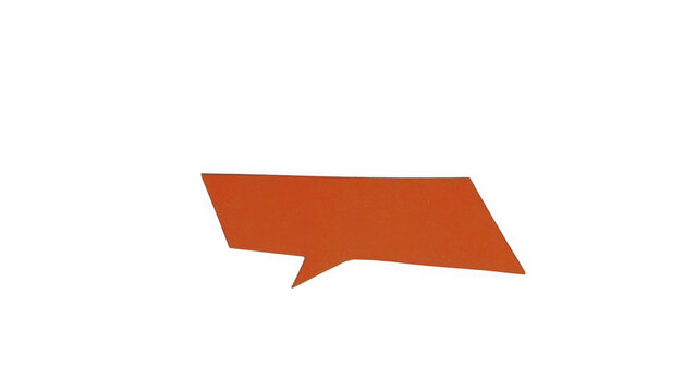 Orange rectangular speech bubble icon for communication and chat message design isolated on transparent background