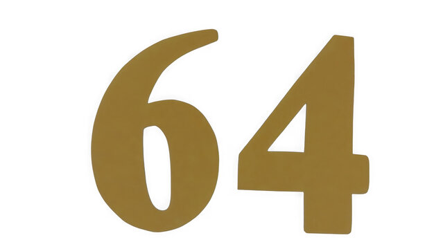 Large number sixty four in brown color isolated for graphic design and education isolated on transparent background