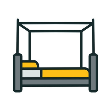 Canopy Bed Frame Vector Illustration for Bedroom Furniture Icon